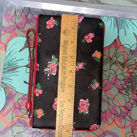 Coach Floral Brown & Black Wristlet Clutch - Picture 4 of 5